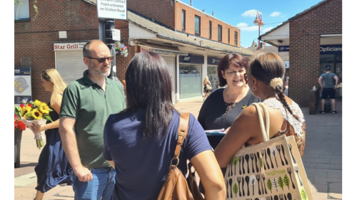 Our team talking to residents