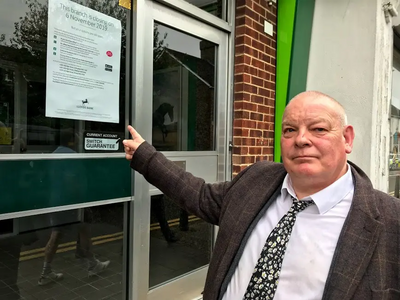 Alan Bullion Outside Lloyds Rainham Branch