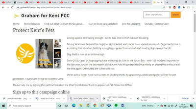 screenshot pet petition page